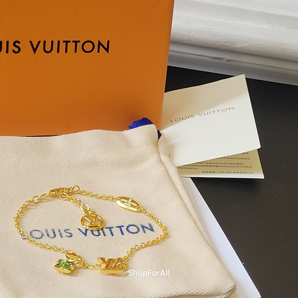 Louis Vuitton Gold and Green Flower Charm Bracelet - Picture 2 of 13